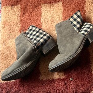 Stylish Gray and Checkered Ankle Boots
